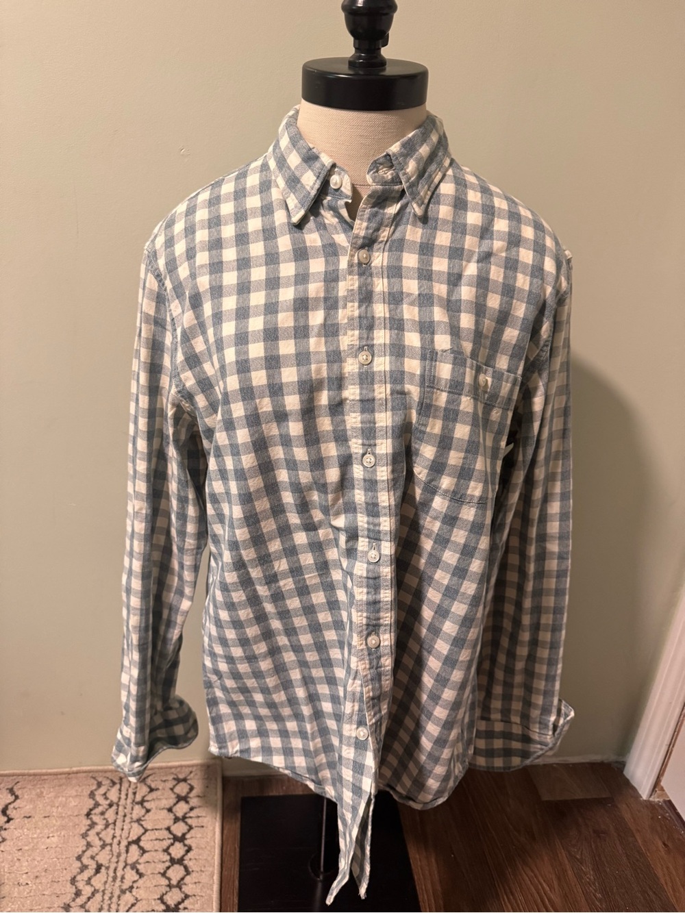 J. Crew Blue and White Checkered Button-Down Shirt